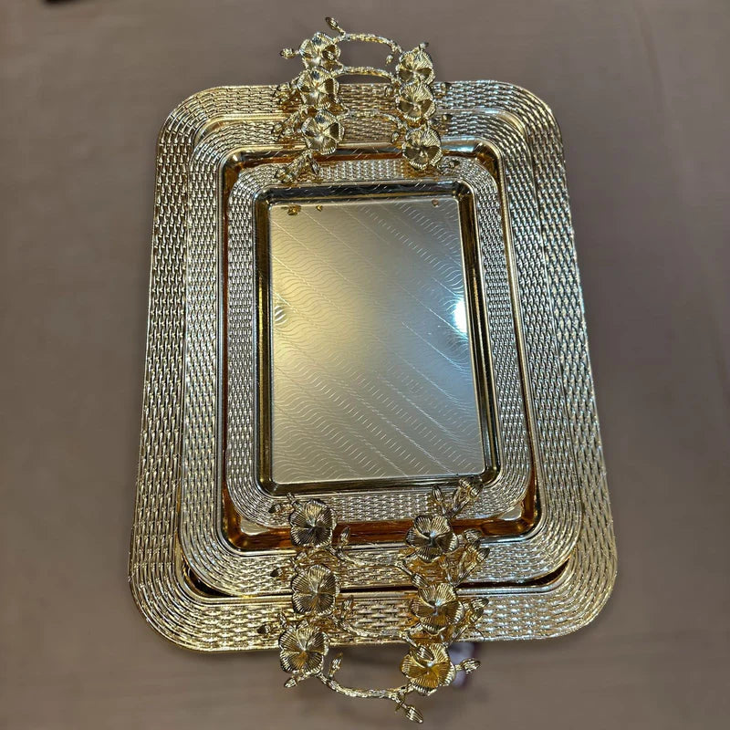 3pcs Premium Quality Steel Serving Tray Set