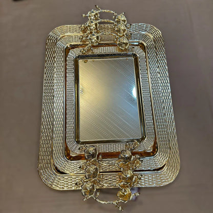 3pcs Premium Quality Steel Serving Tray Set